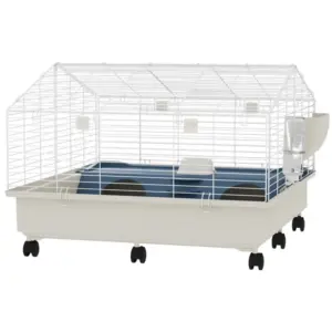 rolling small animal cage with water bottle hay feeder food dish for rabbits hedgehogs guinea pigs 35 x 35 x 25