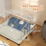 Rolling Small Animal Cage with Water Bottle, Hay Feeder, Food Dish for Rabbits, Hedgehogs, Guinea Pigs, 35" x 35" x 25" - Image 5