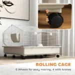 Rolling Small Animal Cage with Water Bottle, Hay Feeder, Food Dish for Rabbits, Hedgehogs, Guinea Pigs, 35" x 35" x 25" - Image 6