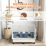 Rolling Small Animal Cage with Water Bottle, Hay Feeder, Food Dish for Rabbits, Hedgehogs, Guinea Pigs, 35" x 35" x 25" - Image 7