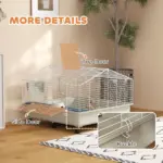 Rolling Small Animal Cage with Water Bottle, Hay Feeder, Food Dish for Rabbits, Hedgehogs, Guinea Pigs, 35" x 35" x 25" - Image 8