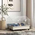 Rolling Small Animal Cage with Water Bottle, Hay Feeder, Food Dish for Rabbits, Hedgehogs, Guinea Pigs, 35" x 35" x 25" - Image 10