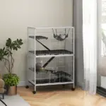 5-Tier Rolling Small Pet Cage with Hammock and 4 Access Doors White and Black - Image 2