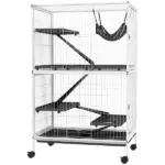 5-Tier Rolling Small Pet Cage with Hammock and 4 Access Doors White and Black