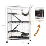 5-Tier Rolling Small Pet Cage with Hammock and 4 Access Doors White and Black - Image 3