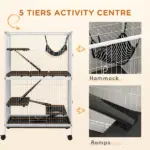 5-Tier Rolling Small Pet Cage with Hammock and 4 Access Doors White and Black - Image 6