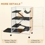 5-Tier Rolling Small Pet Cage with Hammock and 4 Access Doors White and Black - Image 7