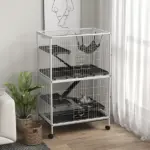 5-Tier Rolling Small Pet Cage with Hammock and 4 Access Doors White and Black - Image 8