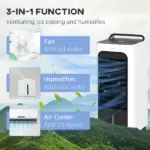 HOMCOM Room Air Cooler with Ice Packs, Ice Cooling Fan Water Humidifier Unit with Remote, Timer, Oscillating - Image 5