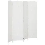 HOMCOM Room Divider, 4 Panel Folding Privacy Screen, 6 Ft Tall Portable Weave Partition Wall Divider for Bedroom, White - Image 11