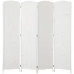 HOMCOM Room Divider, 4 Panel Folding Privacy Screen, 6 Ft Tall Portable Weave Partition Wall Divider for Bedroom, White