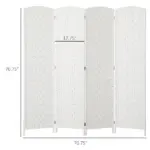 HOMCOM Room Divider, 4 Panel Folding Privacy Screen, 6 Ft Tall Portable Weave Partition Wall Divider for Bedroom, White - Image 3