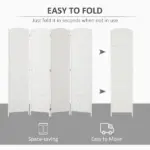 HOMCOM Room Divider, 4 Panel Folding Privacy Screen, 6 Ft Tall Portable Weave Partition Wall Divider for Bedroom, White - Image 4