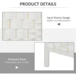 HOMCOM Room Divider, 4 Panel Folding Privacy Screen, 6 Ft Tall Portable Weave Partition Wall Divider for Bedroom, White - Image 6
