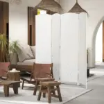 HOMCOM Room Divider, 4 Panel Folding Privacy Screen, 6 Ft Tall Portable Weave Partition Wall Divider for Bedroom, White - Image 10