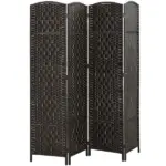 HOMCOM Room Divider, 4 Panel Folding Privacy Screen, 70.9" Tall Portable Weave Partition Wall Divider for Bedroom, Coffee - Image 11