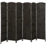 Room Divider, 6 Panel Folding Privacy Screen, 6FT Tall Portable Weave Partition Wall Divider for Bedroom, Coffee - Image 11