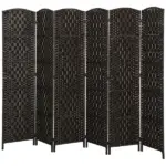 Room Divider, 6 Panel Folding Privacy Screen, 6FT Tall Portable Weave Partition Wall Divider for Bedroom, Coffee