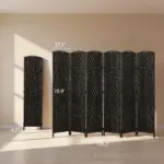 Room Divider, 6 Panel Folding Privacy Screen, 6FT Tall Portable Weave Partition Wall Divider for Bedroom, Coffee - Image 3