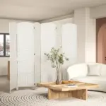 Room Divider, 6 Panel Folding Privacy Screen, 6FT Tall Portable Weave Partition Wall Divider for Bedroom, White - Image 2