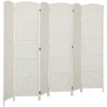Room Divider, 6 Panel Folding Privacy Screen, 6FT Tall Portable Weave Partition Wall Divider for Bedroom, White - Image 11