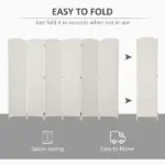 Room Divider, 6 Panel Folding Privacy Screen, 6FT Tall Portable Weave Partition Wall Divider for Bedroom, White - Image 4