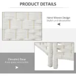 Room Divider, 6 Panel Folding Privacy Screen, 6FT Tall Portable Weave Partition Wall Divider for Bedroom, White - Image 6