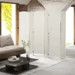 Room Divider, 6 Panel Folding Privacy Screen, 6FT Tall Portable Weave Partition Wall Divider for Bedroom, White - Image 7