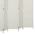 Room Divider, 6 Panel Folding Privacy Screen, 6FT Tall Portable Weave Partition Wall Divider for Bedroom, White - Image 9
