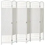HOMCOM Room Divider 6 Panel Folding Privacy Screen White Wave Fiber for Home Office Portable - Image 11