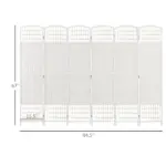 HOMCOM Room Divider 6 Panel Folding Privacy Screen White Wave Fiber for Home Office Portable - Image 3
