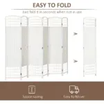 HOMCOM Room Divider 6 Panel Folding Privacy Screen White Wave Fiber for Home Office Portable - Image 4