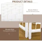 HOMCOM Room Divider 6 Panel Folding Privacy Screen White Wave Fiber for Home Office Portable - Image 6
