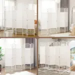 HOMCOM Room Divider 6 Panel Folding Privacy Screen White Wave Fiber for Home Office Portable - Image 7