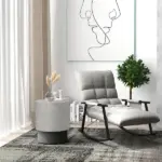 HOMCOM Round Accent Table with Concrete Finish 4 Adjustable Feet for Indoor Outdoor - Image 2