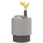 HOMCOM Round Accent Table with Concrete Finish 4 Adjustable Feet for Indoor Outdoor - Image 11