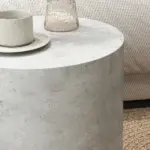 HOMCOM Round Accent Table with Concrete Finish 4 Adjustable Feet for Indoor Outdoor - Image 9
