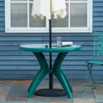 Round Alfresco Table: Green Outdoor Bistro Table with Umbrella Hole for Garden - Image 2