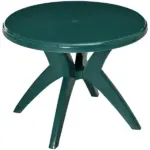 Round Alfresco Table: Green Outdoor Bistro Table with Umbrella Hole for Garden