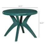 Round Alfresco Table: Green Outdoor Bistro Table with Umbrella Hole for Garden - Image 3