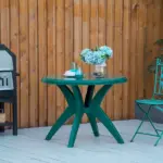 Round Alfresco Table: Green Outdoor Bistro Table with Umbrella Hole for Garden - Image 10