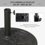 Outsunny 21.5 Inch 44 lb Round Resin Patio Umbrella Base for 1.5 and 1.89 Inch Poles Bronze - Image 6