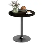 Round Dining Table for 2-4 People, Small Kitchen Table with Wood Grain Top, Black - Image 11