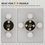Round Dining Table for 2-4 People, Small Kitchen Table with Wood Grain Top, Black - Image 4