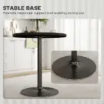 Round Dining Table for 2-4 People, Small Kitchen Table with Wood Grain Top, Black - Image 6
