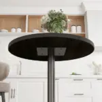 Round Dining Table for 2-4 People, Small Kitchen Table with Wood Grain Top, Black - Image 8