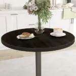 Round Dining Table for 2-4 People, Small Kitchen Table with Wood Grain Top, Black - Image 9