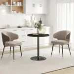Round Dining Table for 2-4 People, Small Kitchen Table with Wood Grain Top, Black - Image 10
