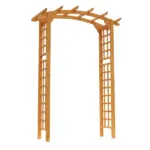 Outsunny Round Garden Arbor 7.5 Ft Fir Wood Archway for Climbing Plants Pergola Style Wedding Ceremony Yellow
