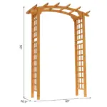 Outsunny Round Garden Arbor 7.5 Ft Fir Wood Archway for Climbing Plants Pergola Style Wedding Ceremony Yellow - Image 3